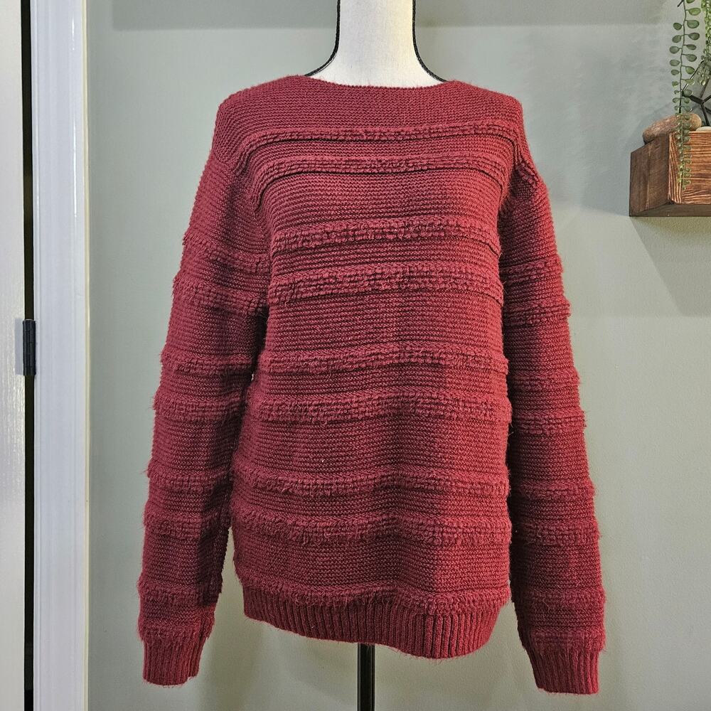 Universal Thread Women's Size M Chunky Rib‎ Knit Crew Neck Burgundy Sweater